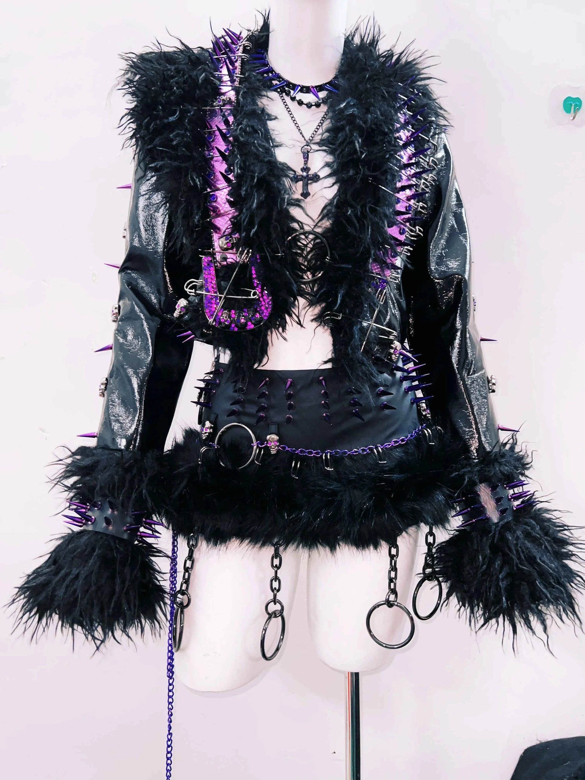 rivet Leather jacket Skull Leather jacket Gothic Leather jacket y2k Leather jacket Harajuku Leather jacket Unique Leather jacket