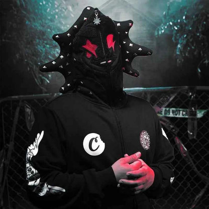 Y2K Glo Gang Spiked Hoodie Cartoon Print Gothic | MUNSIEUR