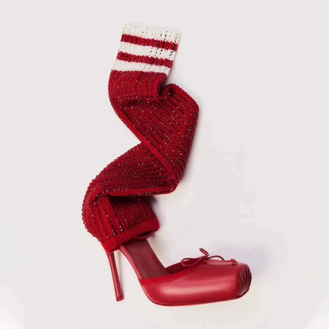 European AndAmerican Sexyrhinestone Elasticsocks Withsleeves Andknee Lengthcool Boots Forwomen's Fashion Shows and Banquet Shoes