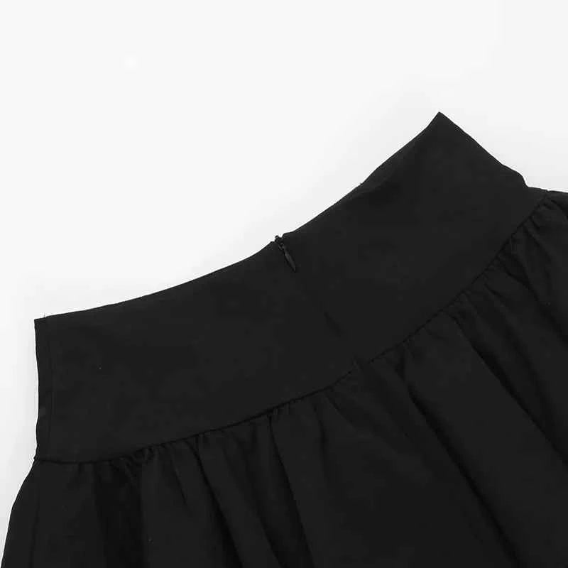 Gothic Black Lace Cross Mini Skirt Y2k Grunge Punk High Waist Pleated A-Line Skirts Vintage Women Girl Aesthetic Alt Clothes