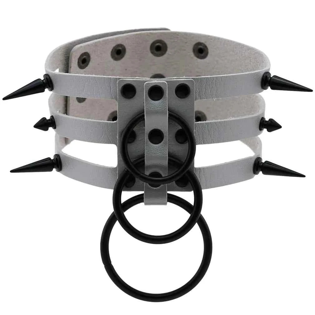 Fashion Women Men Black Rivet Leather Bondage Choker Necklace Punk Circle Spike Goth Collar Harajuku Necklaces Emo Witch Jewelry