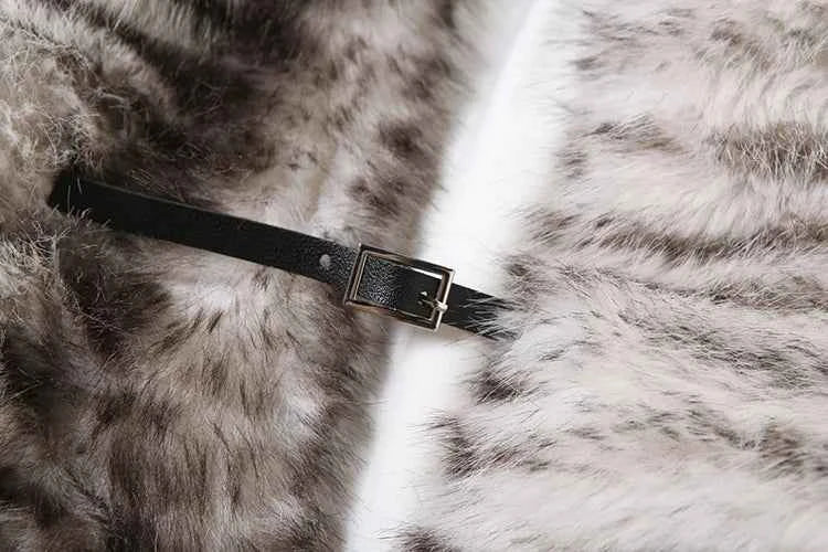 Kliou Sexy Fashion Crop Jacket Woman Autumn Trend Furry Warm Style Belt Metal Buckle Cardigan Full Sleeve High Street Jacket
