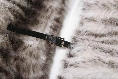 Kliou Sexy Fashion Crop Jacket Woman Autumn Trend Furry Warm Style Belt Metal Buckle Cardigan Full Sleeve High Street Jacket
