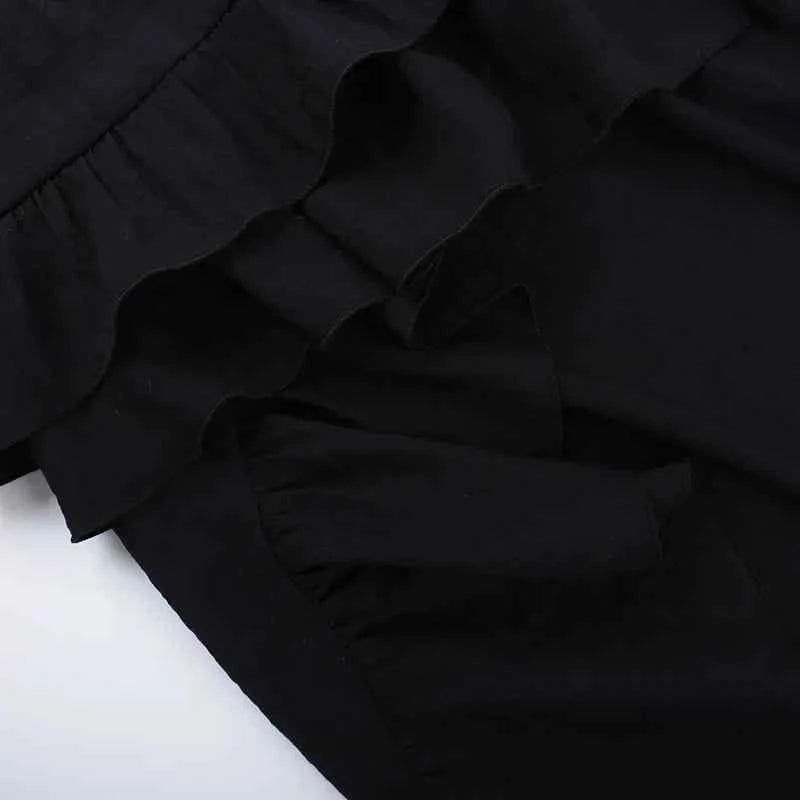 Goth Dark Kawaii Black Tiered Skirts 90S Retro Irregular Hem Party Bottoms Mall Gothic Women Fashion Dragging Skirt Alt Clothing