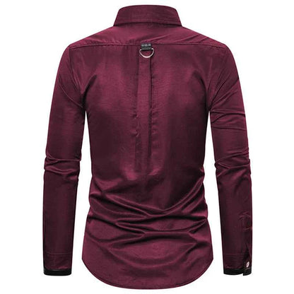 Men's Gothic Style Shirt Regular Fit Ring Rivet Lapel Neck Long Sleeve Tops for Party Club Stage