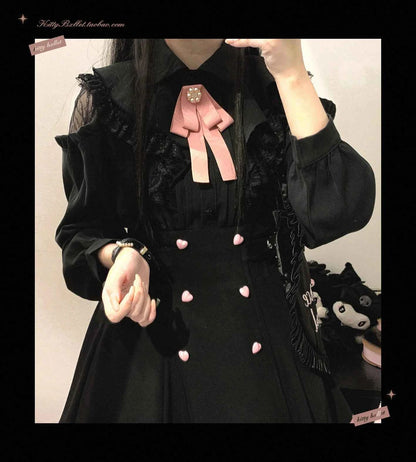 Kawaii Women Shirts Jirai Kei Lolita Y2K Cute Japanese Style Blouse Elegant Long Sleeve Sweet Tops Casual Aesthetic Shirt 2024
