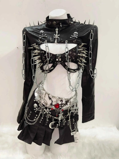 Rivets Jacket  vintage Jacket Punk Jacket y2k   Jacket y2k fashion Gothic Jacket harajuku fashion Cross Jacket Skull  Jacket