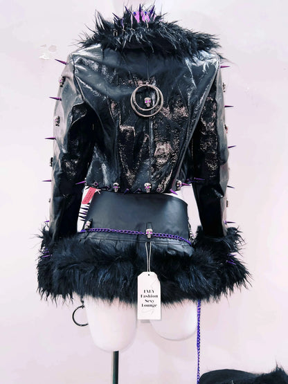 rivet Leather jacket Skull Leather jacket Gothic Leather jacket y2k Leather jacket Harajuku Leather jacket Unique Leather jacket