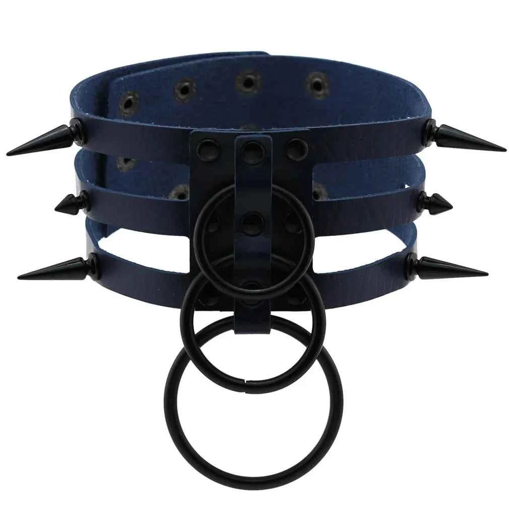 Fashion Women Men Black Rivet Leather Bondage Choker Necklace Punk Circle Spike Goth Collar Harajuku Necklaces Emo Witch Jewelry