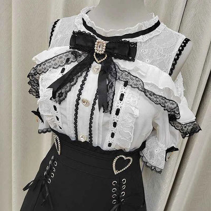Kawaii Women Shirts Jirai Kei Lolita Y2K Cute Japanese Style Blouse Elegant Long Sleeve Sweet Tops Casual Aesthetic Shirt 2024
