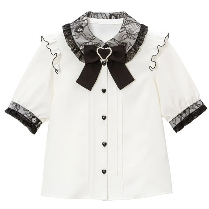 Y2K Japanese Style Blouse Elegant Long Sleeve