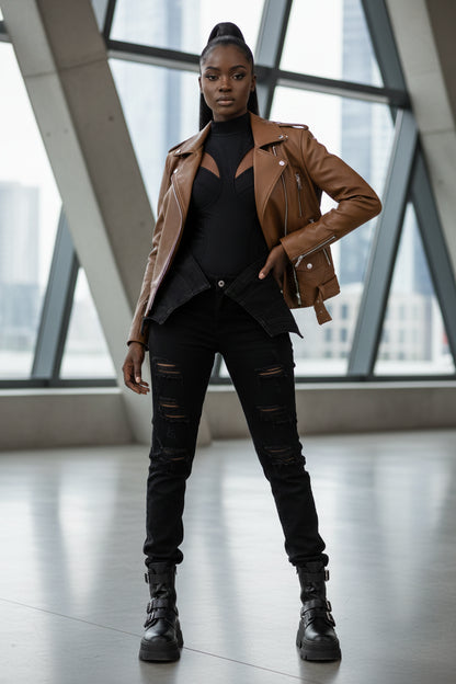 Winter and Autumn Men's Oversized Button-down PU Leather Coat with Multiple Zippers Polo Jacket, with Many Zippers