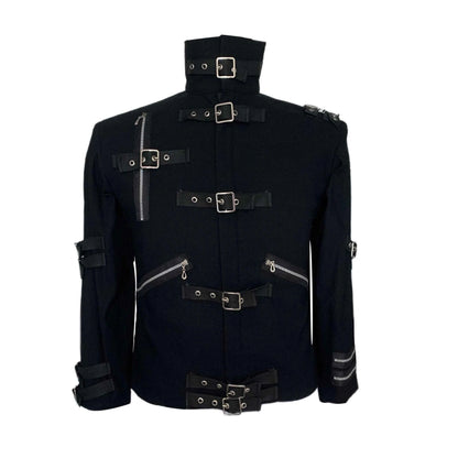 Impersonator Michael Jackson Who's BAD Concert Jacket with Punk Rivet Black Outwear