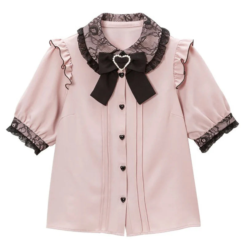 Y2K Japanese Style Blouse Elegant Long Sleeve