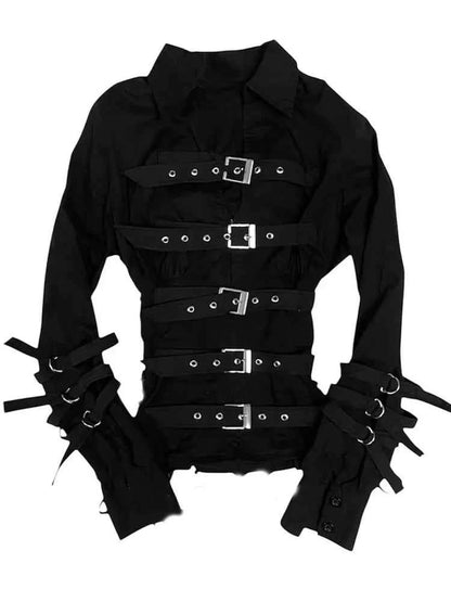 Korea Chic Y2K Goth Personalized Ropa Mujer Unique Minority Premium Shirt Japan Slim All-match Ruched Streetwear Hip Hop Blusas