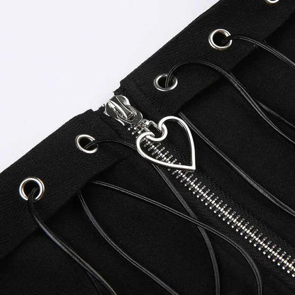 Women's Punk Vintage High Wasit Skirt Zipper Front Japanese Style Kawaii Black Harajuku Gothic Skater Cosplay Mini Skirts
