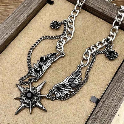 Stainless steel necklace exquisite wing design