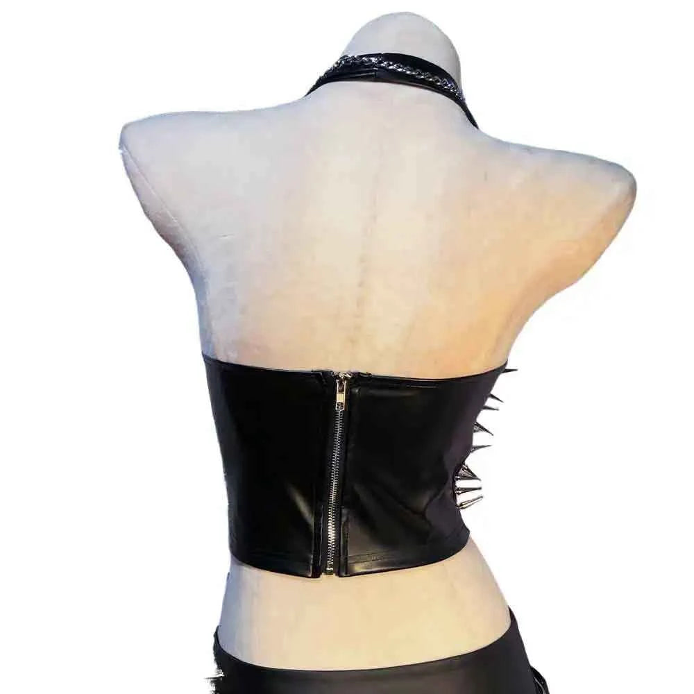 Grunge Emo Clothing ALT Punk Rock Clothes with Spikes Y2K Tops Festival Bra Teens Cyber Sexy Gothic Tank Goth T-shirt