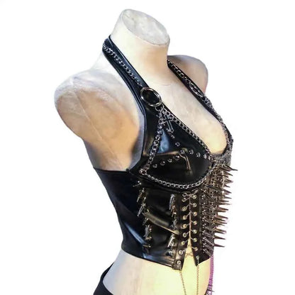 Grunge Emo Clothing ALT Punk Rock Clothes with Spikes Y2K Tops Festival Bra Teens Cyber Sexy Gothic Tank Goth T-shirt