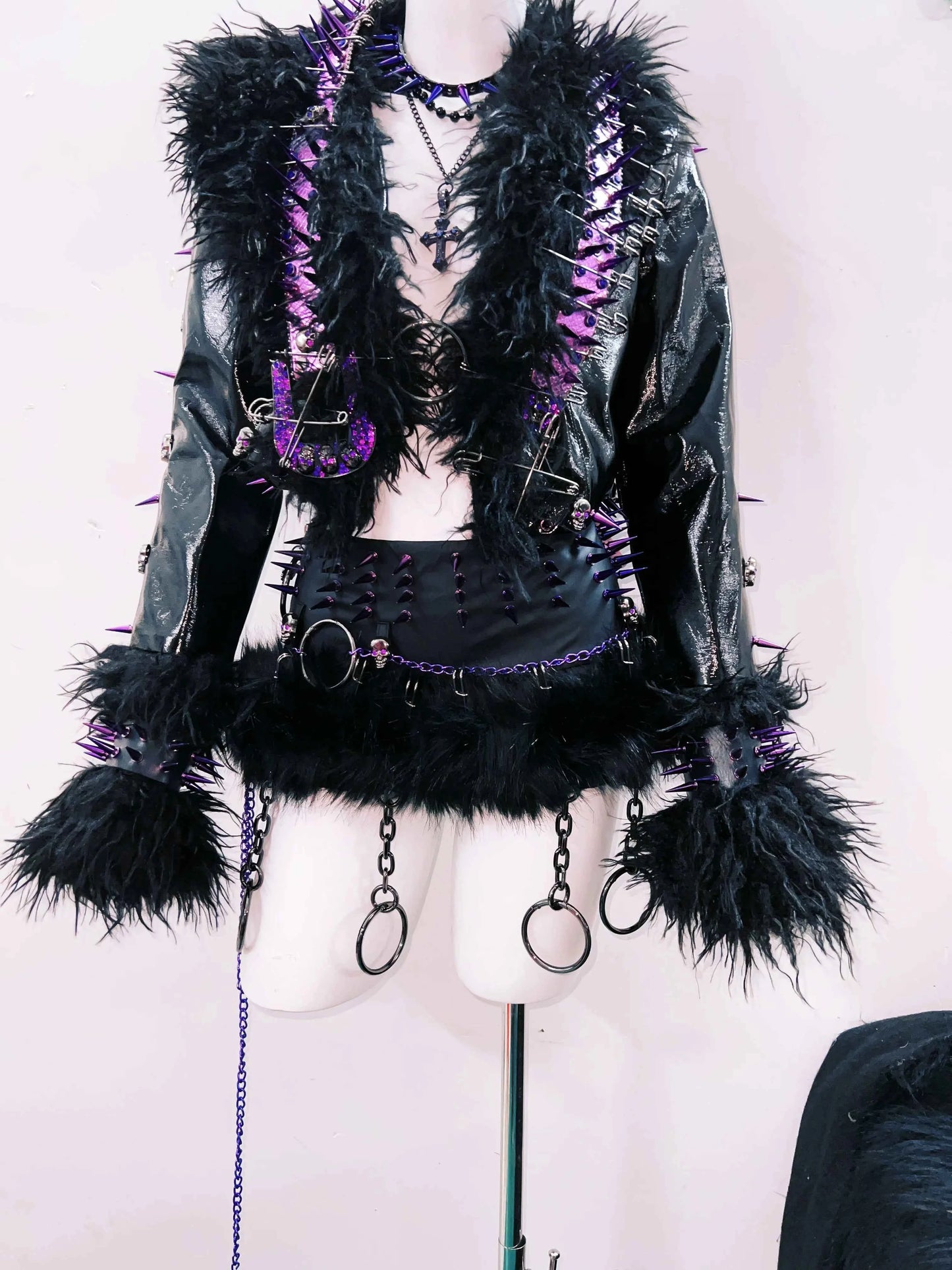rivet Leather jacket Skull Leather jacket Gothic Leather jacket y2k Leather jacket Harajuku Leather jacket Unique Leather jacket