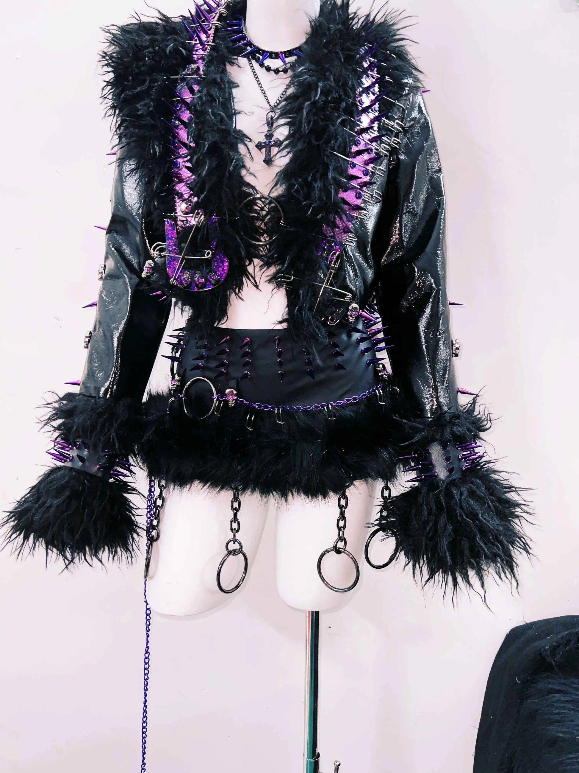rivet Leather jacket Skull Leather jacket Gothic Leather jacket y2k Leather jacket Harajuku Leather jacket Unique Leather jacket