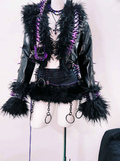 rivet Leather jacket Skull Leather jacket Gothic Leather jacket y2k Leather jacket Harajuku Leather jacket Unique Leather jacket