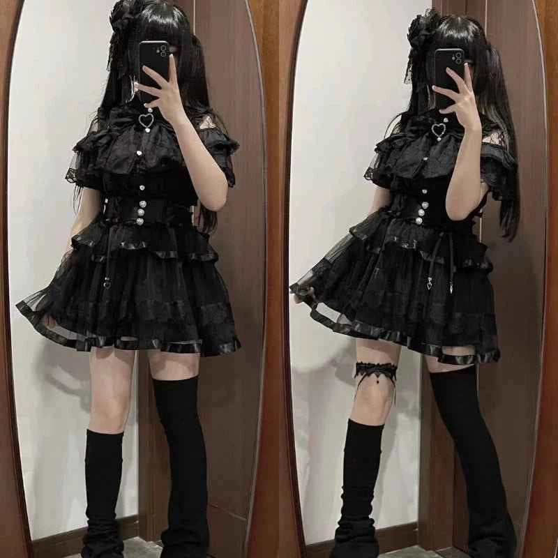 Japanese Kawaii Lolita Lace Patchwork Blouses Summer Women Harajuku Single Breasted Sweet Shirts Summer Girly JK Bow Tops Blusas