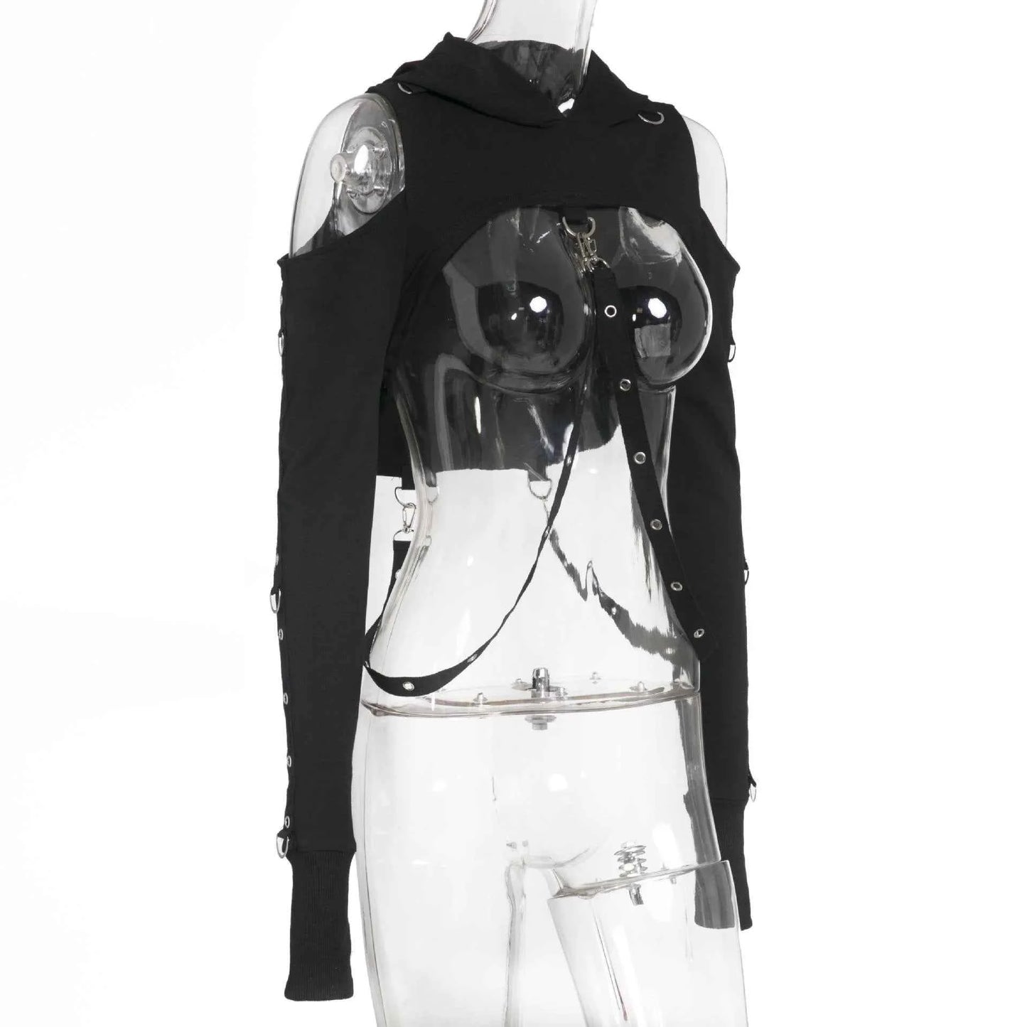 Women's Dark Gothic Crop Top Hoodie | Punk Aesthetic | MUNSIEUR