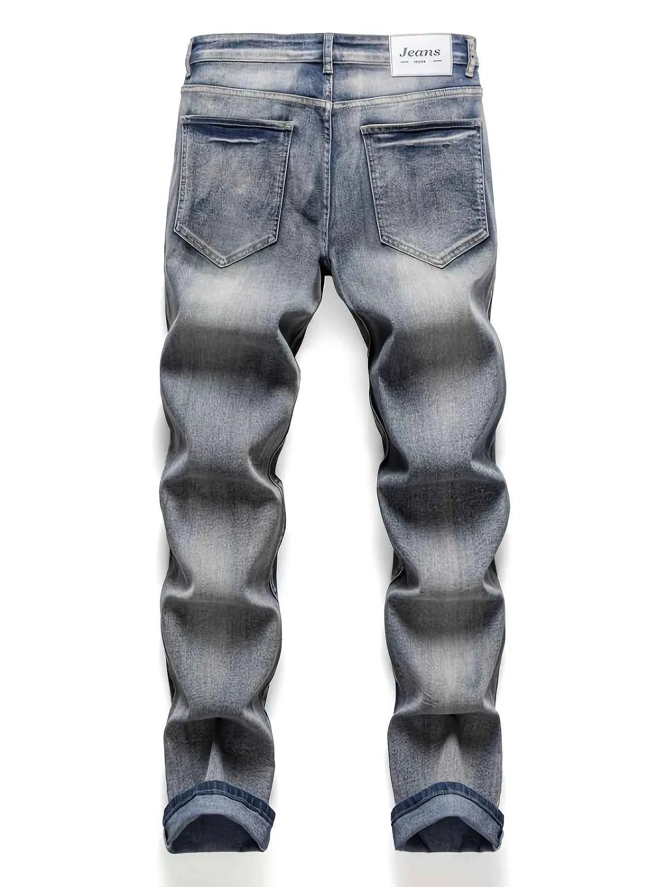 New M4 Wolf Head Flame Print Y2K Full Sweep Retro Trend Straight Jeans