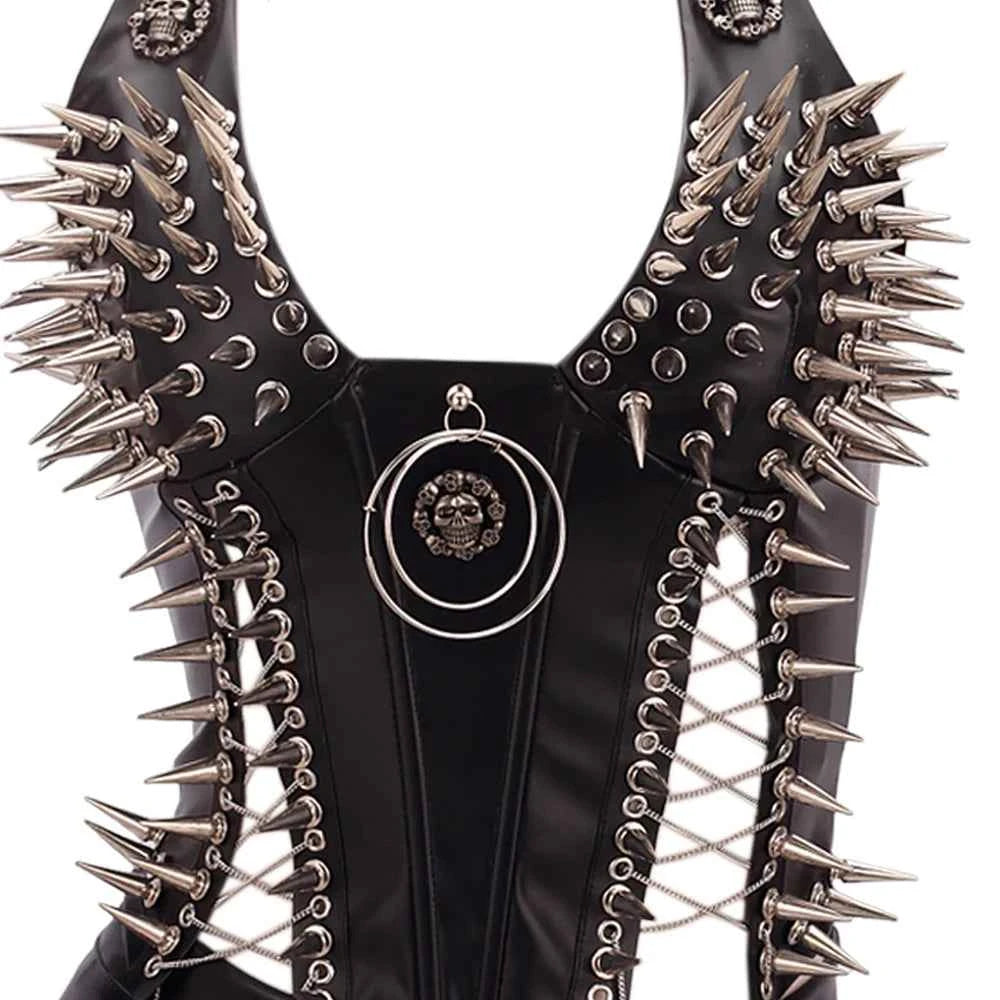 Goth Top Y2K Clothes Women's Tanks Emo Clothing Gothic Boho Tops with Spikes Punk Rock Teens Festival Spiked Bra Grunge T shirt