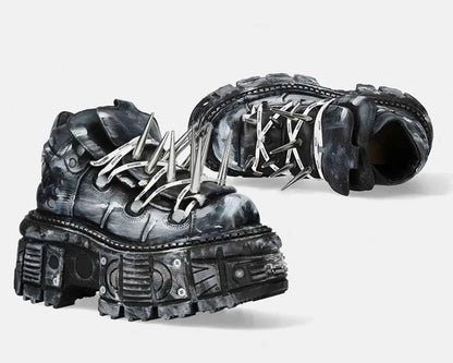 Platform Spiked Rivet Motorcycle Boot Men and Women 2024 New Punk Rock Pumps Round Toe Fashion Street 35-45 Sports Casual Boots