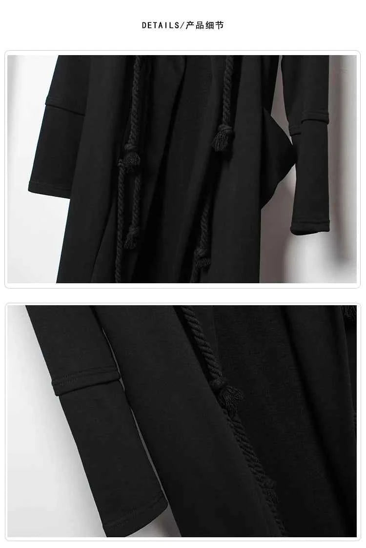 ARENS Men's Tide Spring Autumn Darkwear Warrior Large Size Windbreaker Gothic Style Long Coat Punk Cloak Hooded Wizard