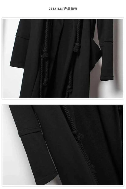 ARENS Men's Tide Spring Autumn Darkwear Warrior Large Size Windbreaker Gothic Style Long Coat Punk Cloak Hooded Wizard