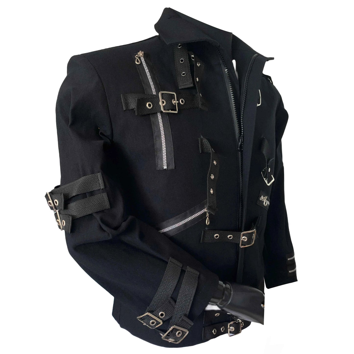 Impersonator Michael Jackson Who's BAD Concert Jacket with Punk Rivet Black Outwear