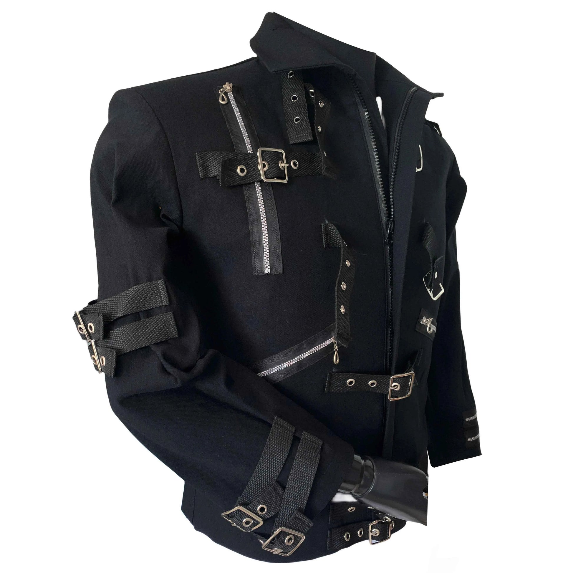 Impersonator Michael Jackson Who's BAD Concert Jacket with Punk Rivet Black Outwear