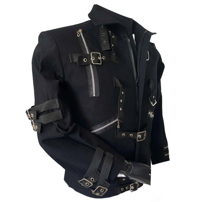 Impersonator Michael Jackson Who's BAD Concert Jacket with Punk Rivet Black Outwear