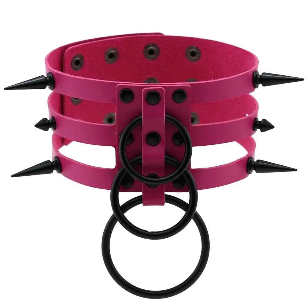 Fashion Women Men Black Rivet Leather Bondage Choker Necklace Punk Circle Spike Goth Collar Harajuku Necklaces Emo Witch Jewelry