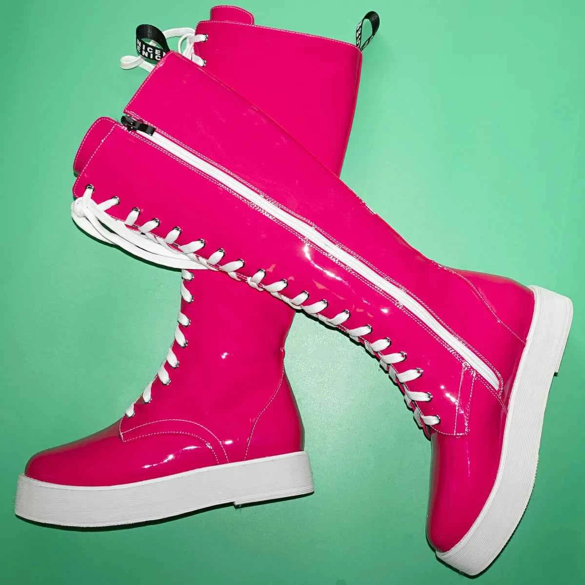 Winter Size 47 Pumps Shoes Women Plus Size 49 50 Patent Leather Knee High Snow Boots Round Toe Fashion Sneakers Big Size 48 Shoe