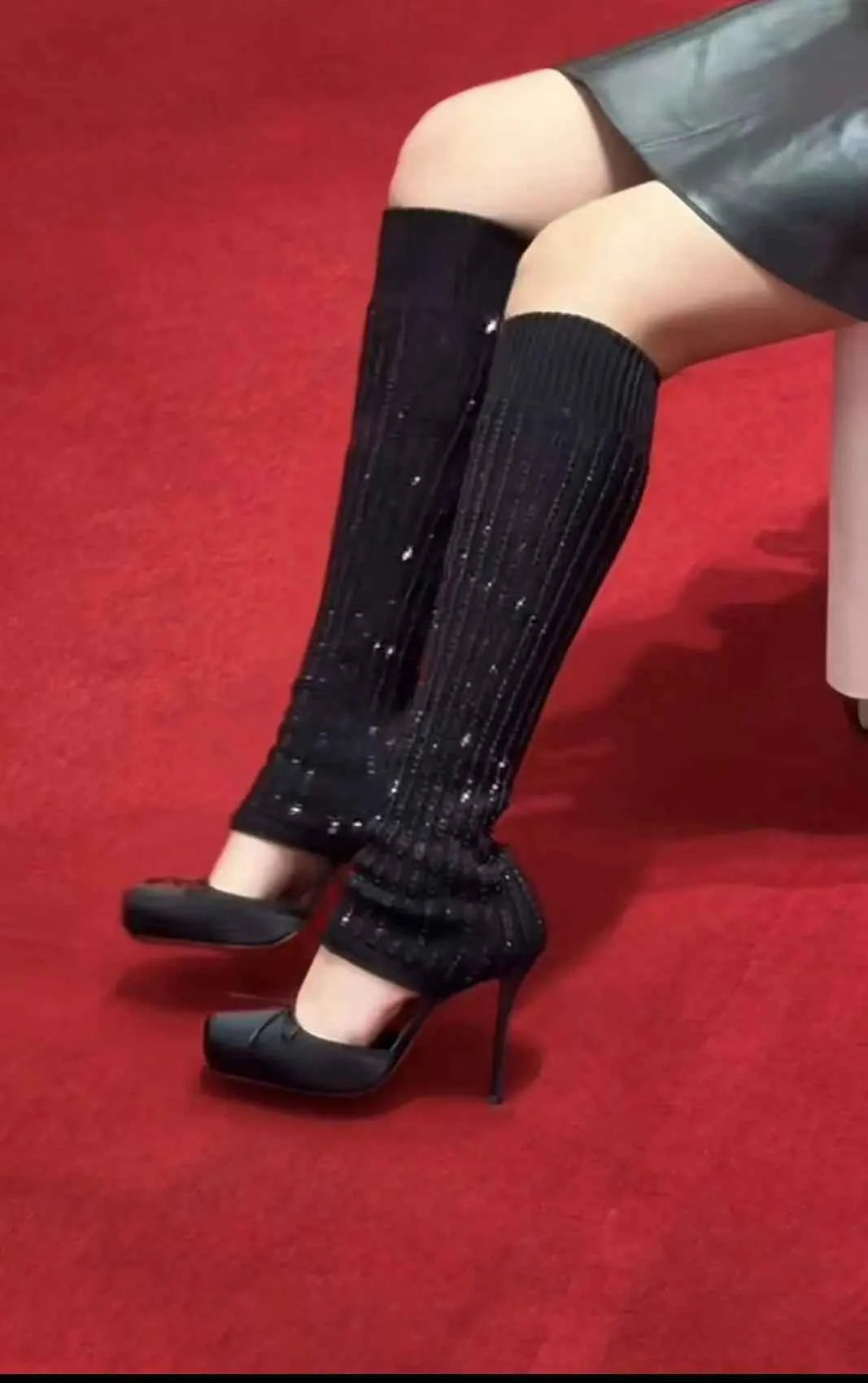 European AndAmerican Sexyrhinestone Elasticsocks Withsleeves Andknee Lengthcool Boots Forwomen's Fashion Shows and Banquet Shoes
