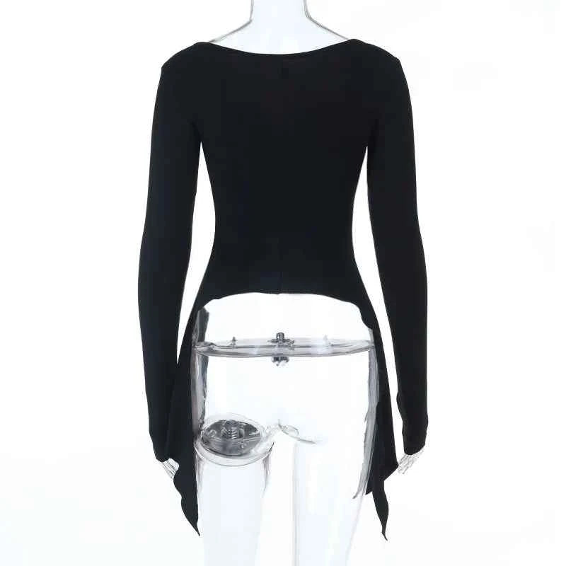 Goth Dark Punk Rivet Sexy Long Sleeve T-shirt