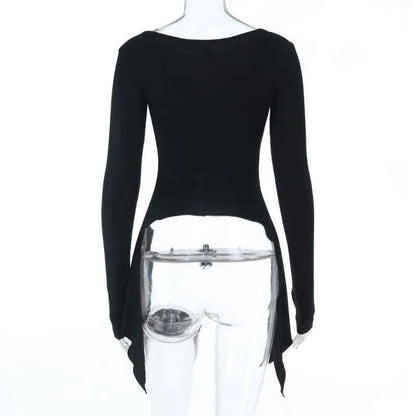 Goth Dark Punk Rivet Sexy Long Sleeve T-shirt