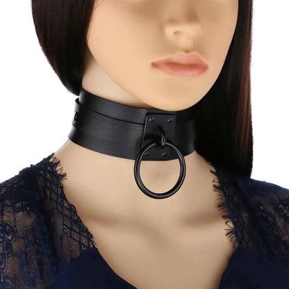 Punk Black O-Round Metal Leather Choker Collar Goth Fashion Necklaces 2025 Women Girls Rock Harajuku Emo Gothic Jewelry