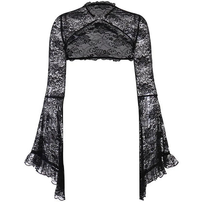 Gothic Classic Lace Flare Sleeve Blouse Y2K Rave