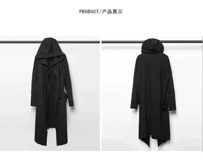 ARENS Men's Tide Spring Autumn Darkwear Warrior Large Size Windbreaker Gothic Style Long Coat Punk Cloak Hooded Wizard