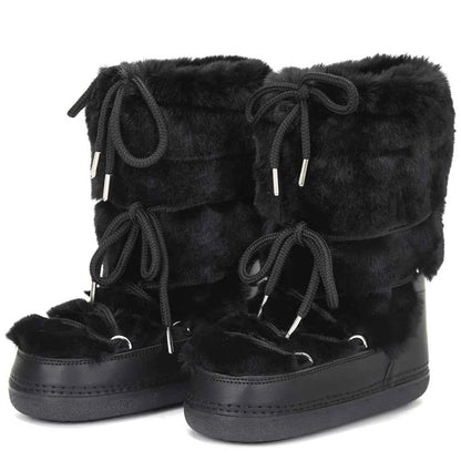 Fluffy Fur Boots 2025 Winter Fashion Sexy Faux Fox Fur Snow Boots Ladies Furry Warm Cotton Boots Female Outdoor Ski Boots