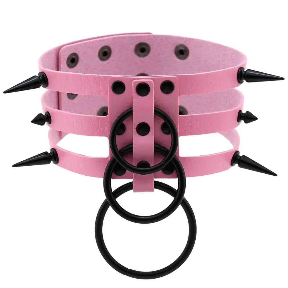 Fashion Women Men Black Rivet Leather Bondage Choker Necklace Punk Circle Spike Goth Collar Harajuku Necklaces Emo Witch Jewelry