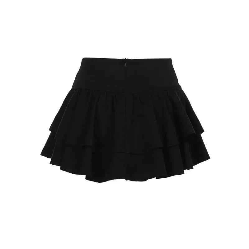 Gothic Black Lace Cross Mini Skirt Y2k Grunge Punk High Waist Pleated A-Line Skirts Vintage Women Girl Aesthetic Alt Clothes