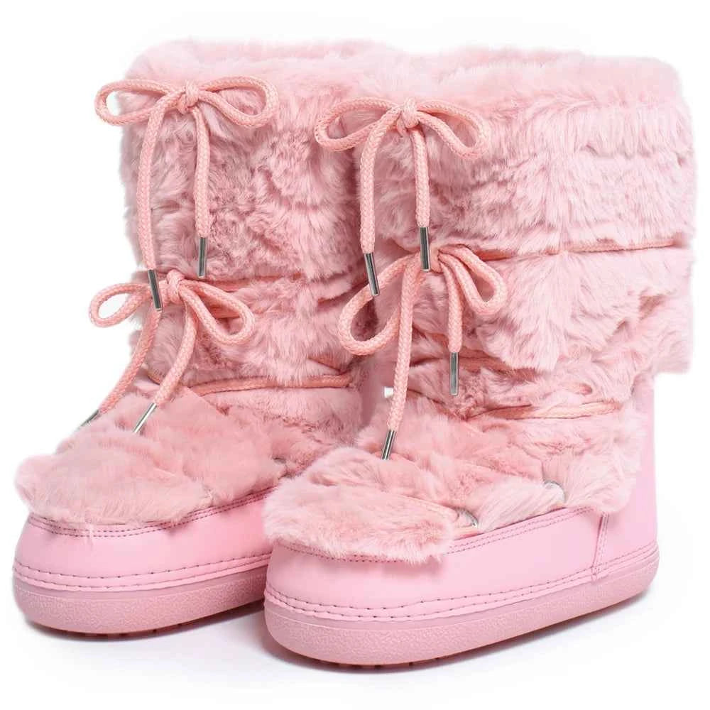 Fluffy Fur Boots 2025 Winter Fashion Sexy Faux Fox Fur Snow Boots Ladies Furry Warm Cotton Boots Female Outdoor Ski Boots