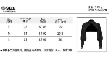 Gothic Lantern Sleeve Smock High Street Sexy Black Winter Long Sleeve Crop Top Aesthetic Fairy  Blusas Mujer De Moda 2022