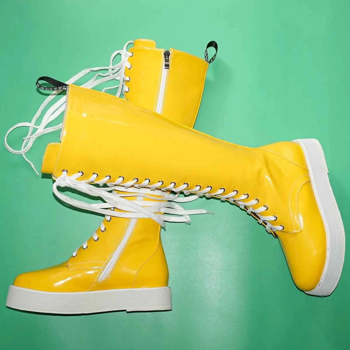 Winter Size 47 Pumps Shoes Women Plus Size 49 50 Patent Leather Knee High Snow Boots Round Toe Fashion Sneakers Big Size 48 Shoe